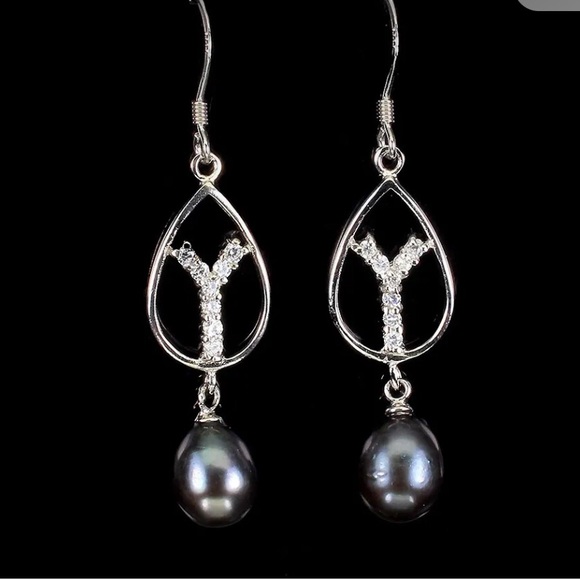 Earrings Natural Drop Pearl 10x8 mm 925 Sterling Silver - Picture 3 of 3
